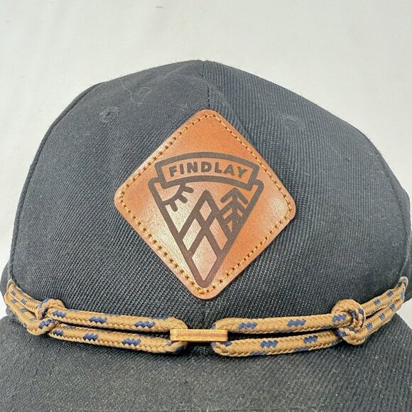Findlay Snapback Baseball Hat Men Cap Lace Tied Link String Logo Emblem Black - Picture 5 of 12